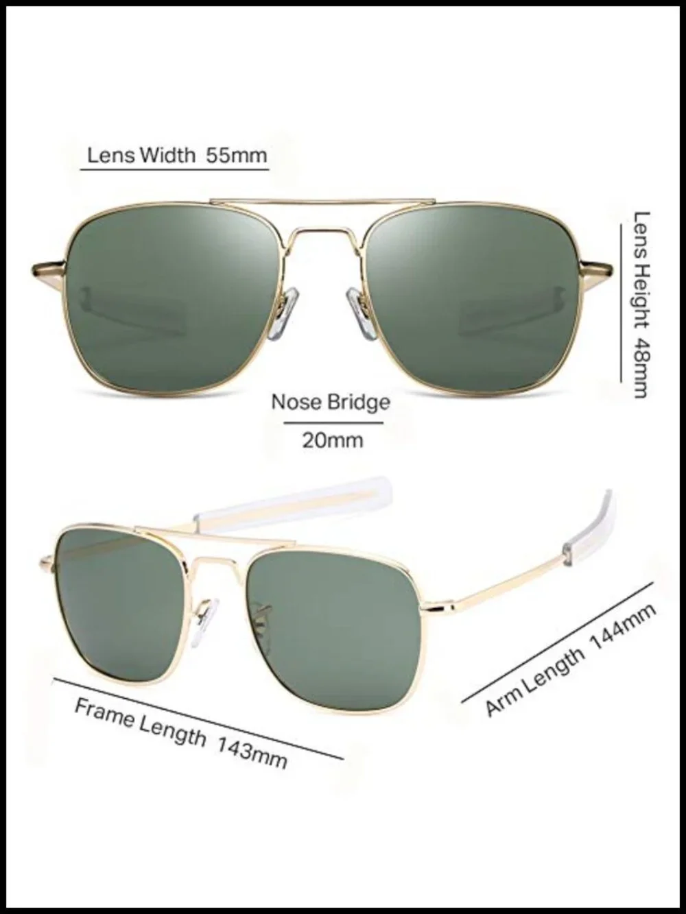 Polarized Aviator Sunglasses with Bayonet Temples for Men